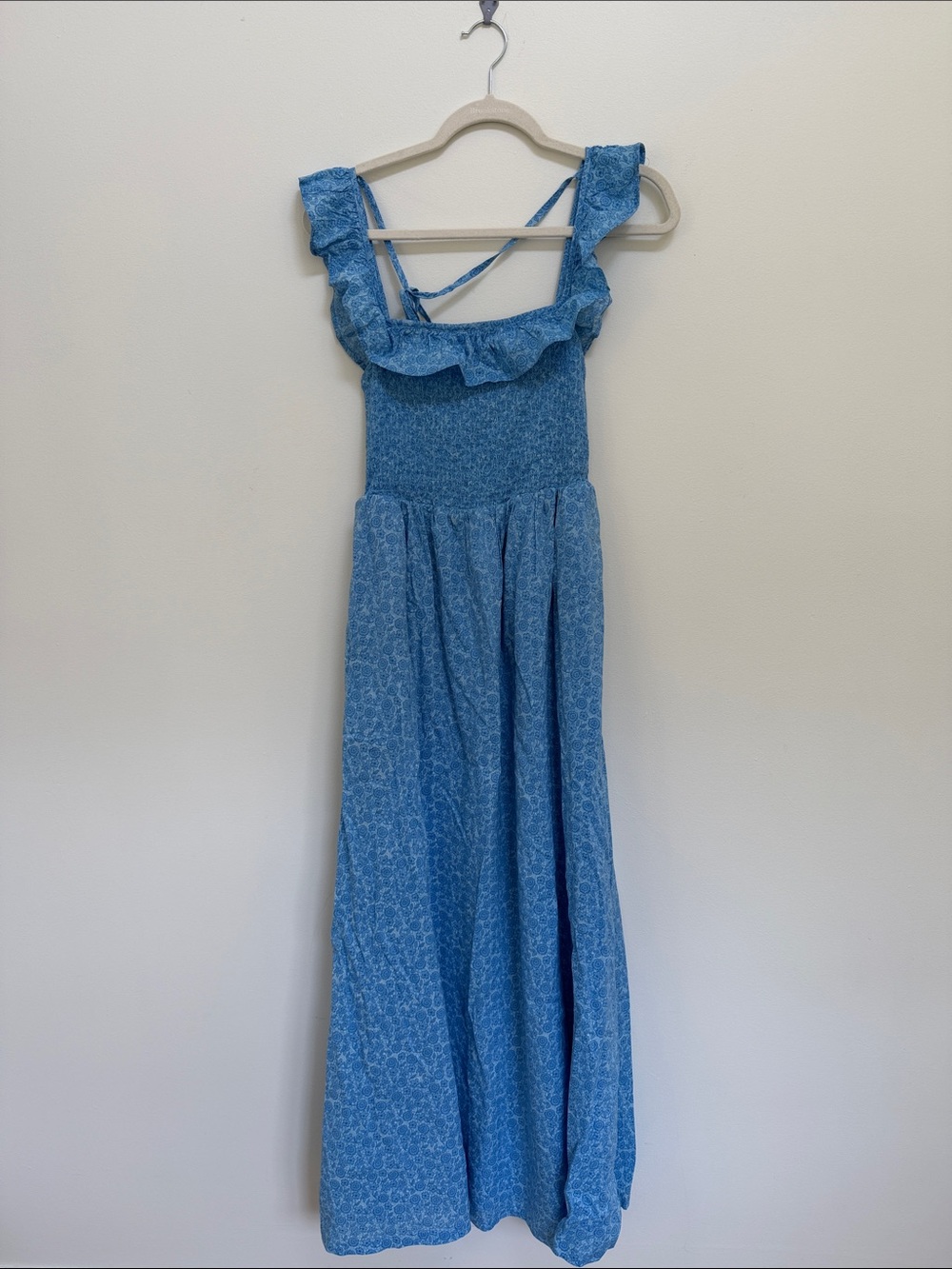 johnnie-O Blue Ruffle Strap Maxi Dress